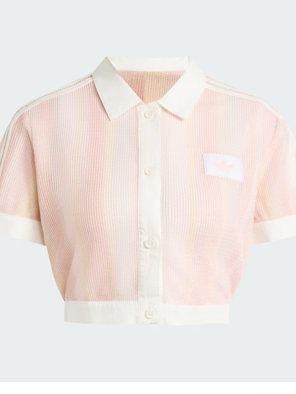 adidas Girls Light Pink Mesh Button-Front Polo with White Trim small
